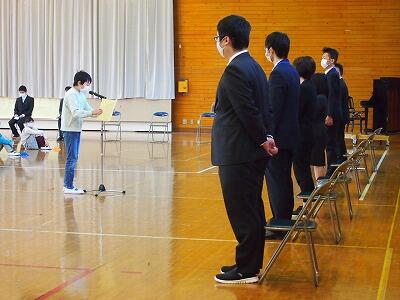 新任式　お迎えの言葉も立派でした。